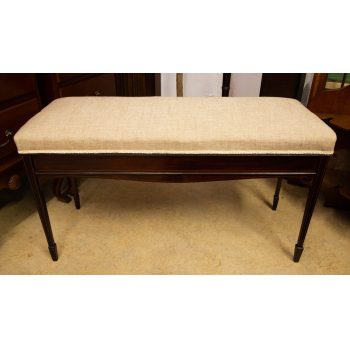 Edwardian inlaid mahogany duet music stool with lift top. Measures 94L x 36D x 52H. Price includes nationwide delivery