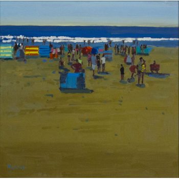 John Morris Light and Windbreakers oil painting on board. Frame measures 58L x 58H cm, painting measures 34L x 34H. Price includes nationwide delivery