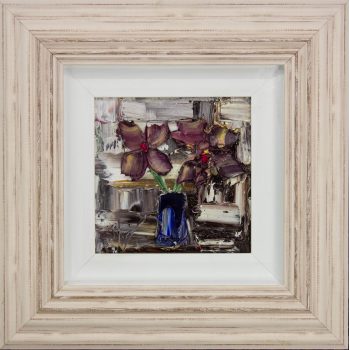 Colin Flack Purple Flowers painting on board. Frame measures 43L x 43H cm, painting measures 20L x 20H. Price includes nationwide delivery