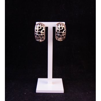 Silver half hoop floral earrings. Price includes nationwide delivery