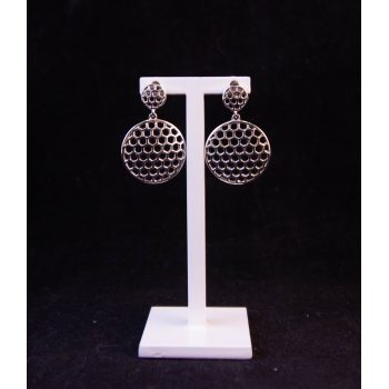 Silver hexagon honeycomb drop stud earrings Price includes nationwide delivery