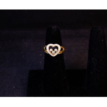 18k yellow gold Chopard "Happy Diamonds" heart ring. Total diamond content .35ct. Size H. Price includes nationwide delivery