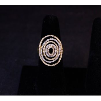 18k yellow gold and pave diamond ring set in rings. Total diamond content .73ct, size N. Price includes nationwide delivery
