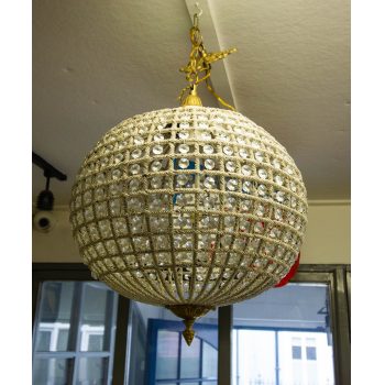 Brass and crystal French style ball light. Measures 40 x 40 cm plus chain.  Price includes nationwide delivery