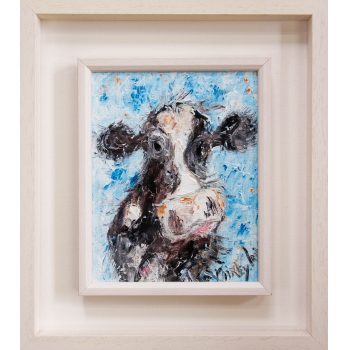 Marley Irish Laughing Cow acrylic painting on canvas. Frame measures 36 x 41, painting measures 20 x 25cm. Price includes nationwide delivery