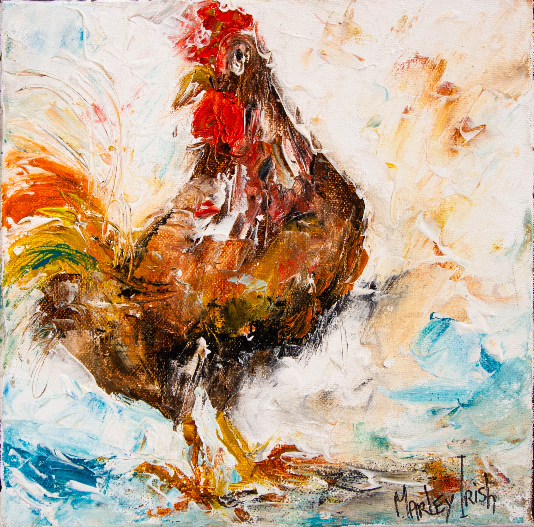 IMG_3666 Marley Irish Hen acrylic painting on canvas, unframed. Measures 25 x 25cm. Price includes nationwide delivery