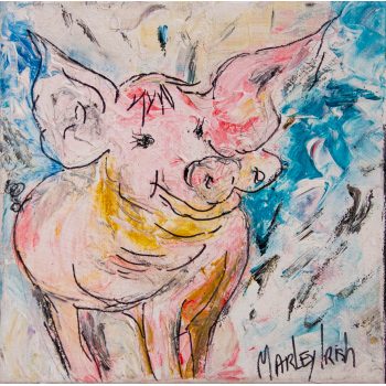Marley Irish Piggy acrylic painting on canvas, unframed. Measures 20 x 20cm. Price includes nationwide delivery