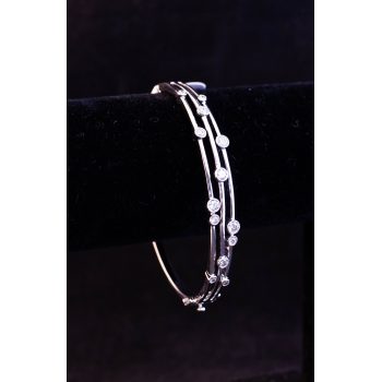 18k white gold and diamond three strand bangle Price includes nationwide delivery