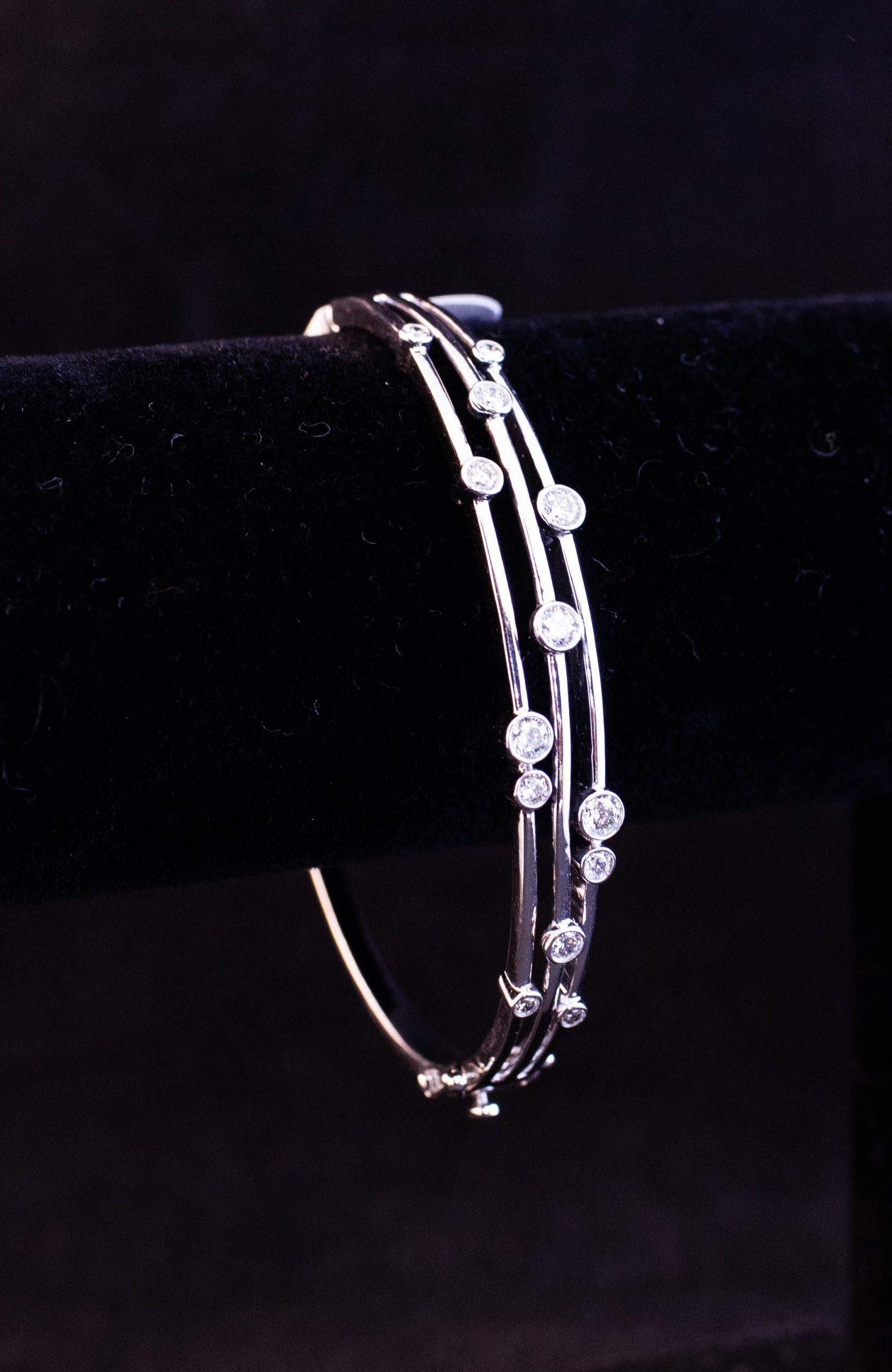 IMG_4582 18k white gold and diamond three strand bangle Price includes nationwide delivery
