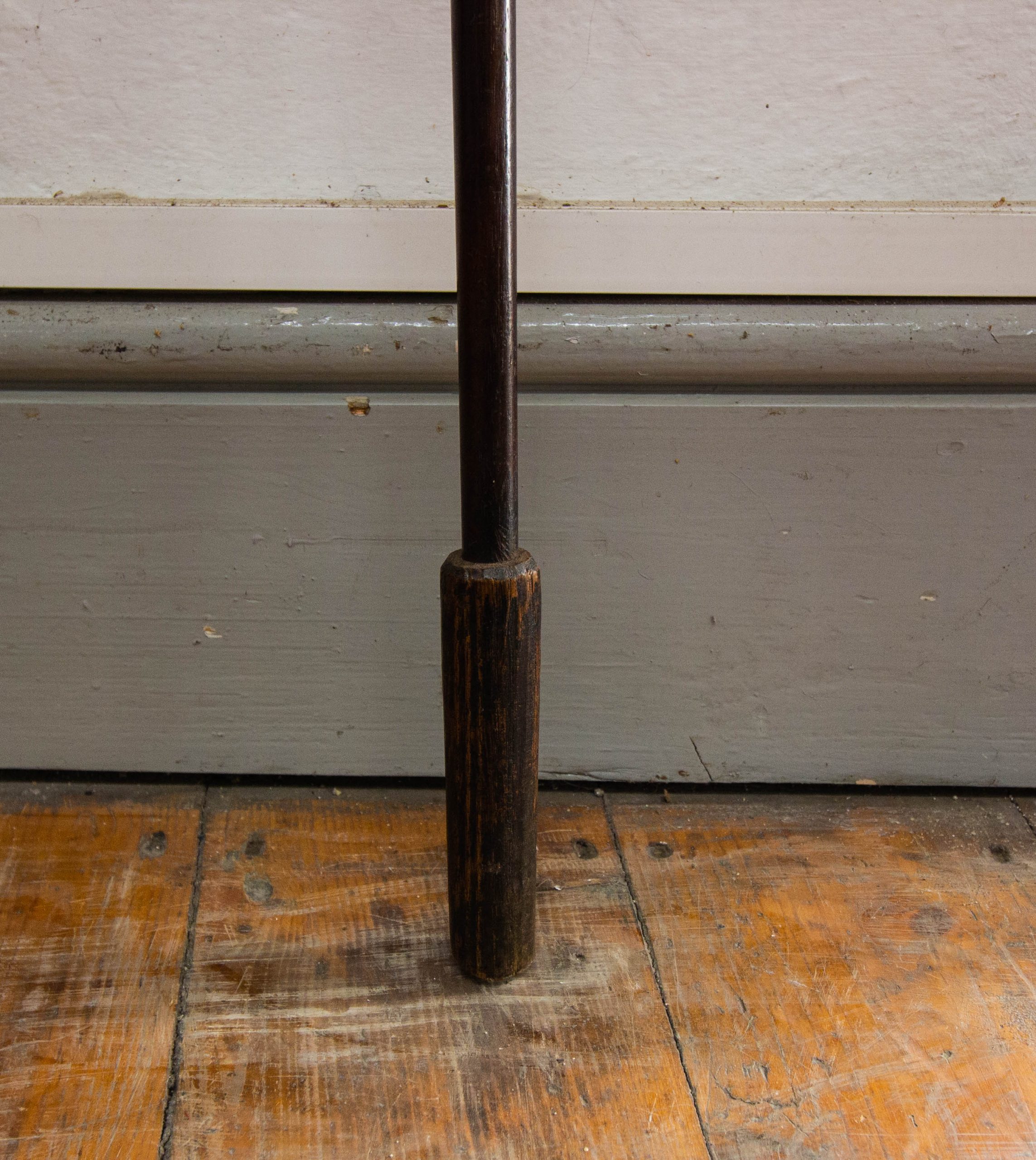IMG_5536 Hooped top walking stick with decorative silver top and interesting foot. Measures 36"H