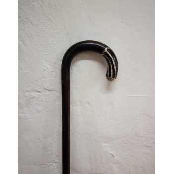Hooped top walking stick with decorative silver top and interesting foot. Measures 36"H