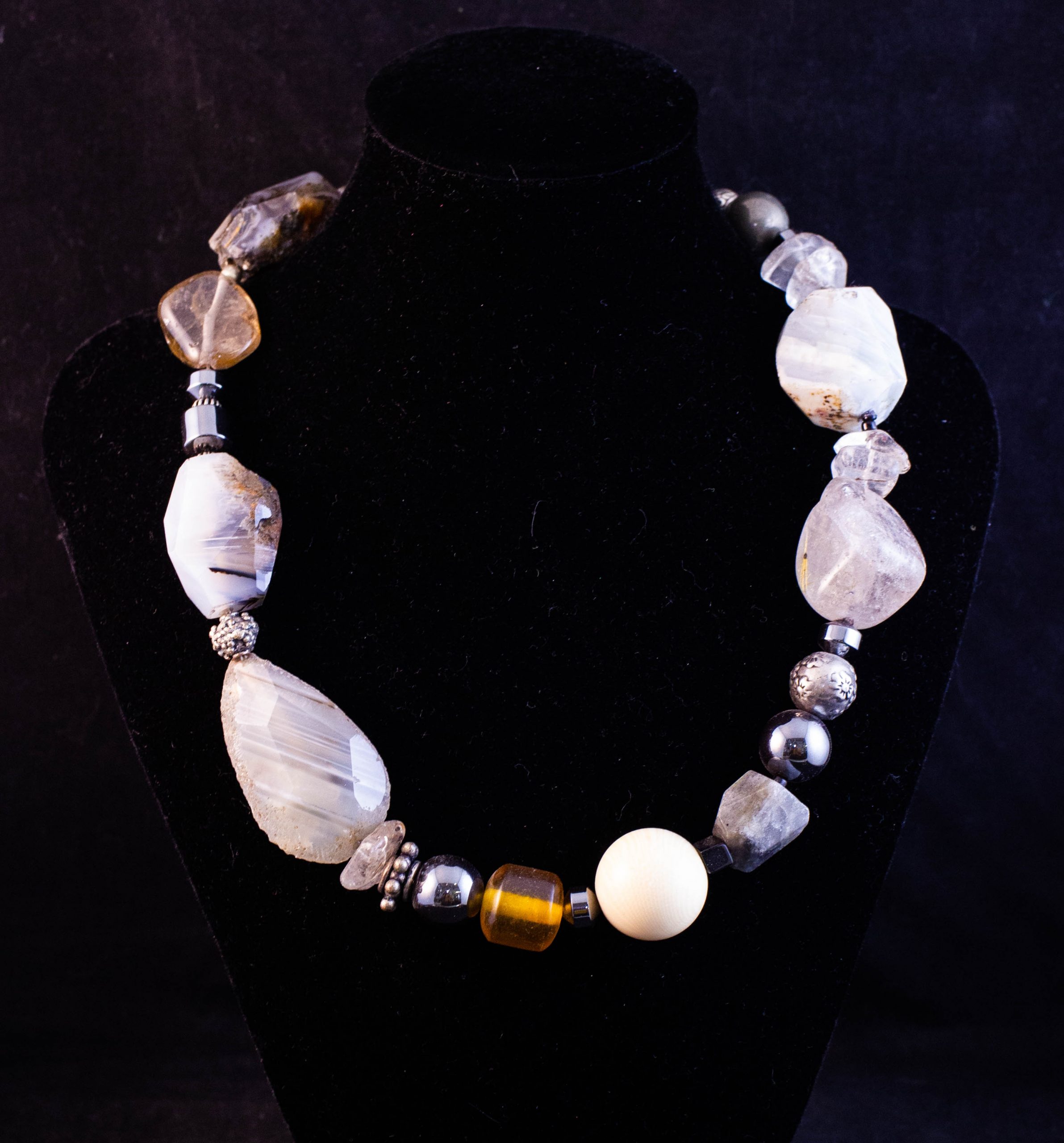 IMG_5875 Stone crystal necklace with silver beads and clasp. Price includes nationwide delivery