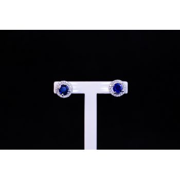18k white gold, sapphire and diamond stud earrings. Total diamond .3ct, total sapphire .82ct.  Price includes nationwide delivery