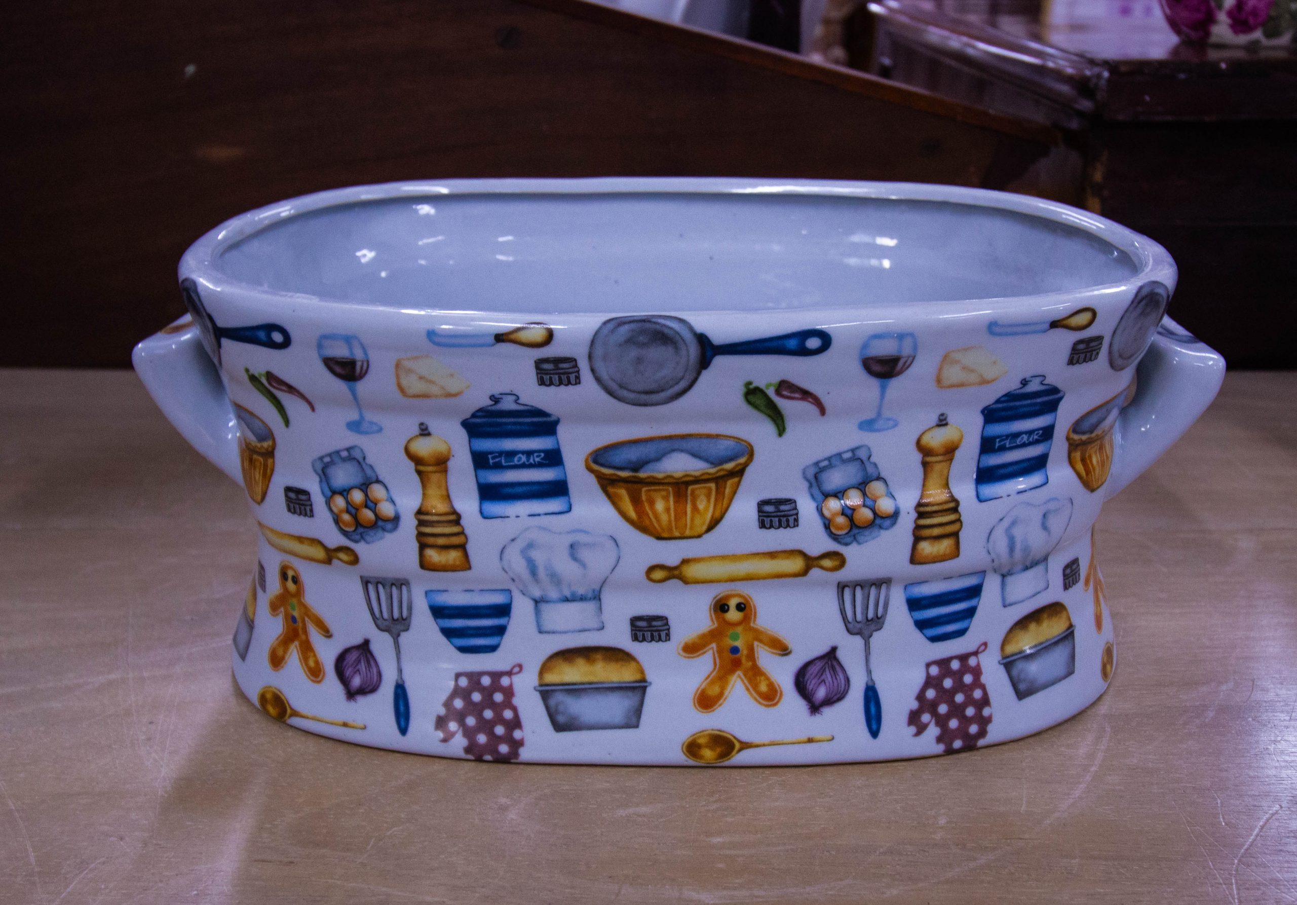 IMG_6476 Small cooking themed foot bath or planter. Measures 14"L x 9"W x 5.5"H