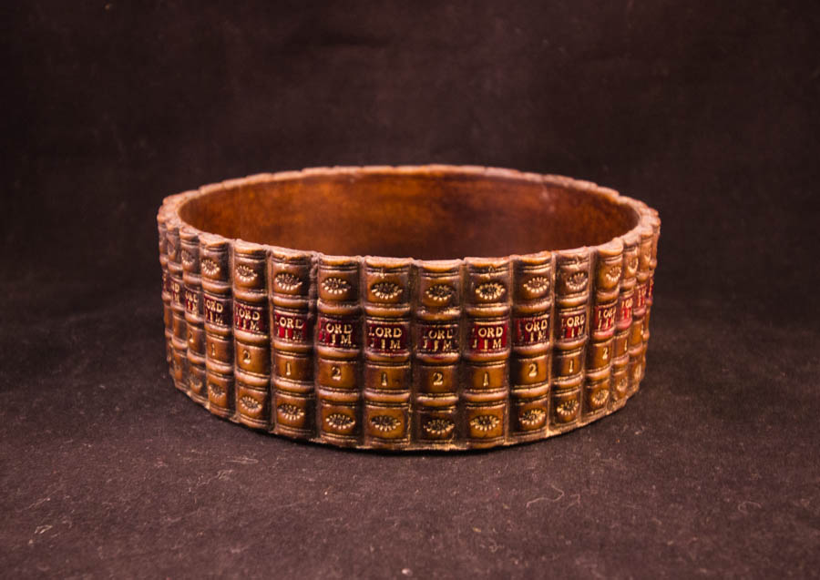 IMG_7465 Mahogany style wine coaster with book shaped design surrounding with silver insert
