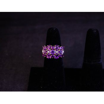9k yellow gold amethyst cluster ring. Size K. Price includes nationwide delivery