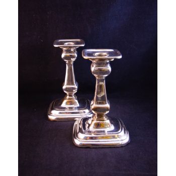 Pair of early Sheffield silver plated candlesticks. Measures 16cm high x 10cm wide base. Price includes nationwide delivery
